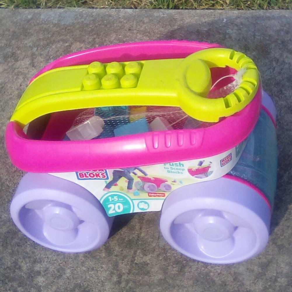 Mega Bloks First Builders Block Scooping Wagon Pink Purple Preschool Toy